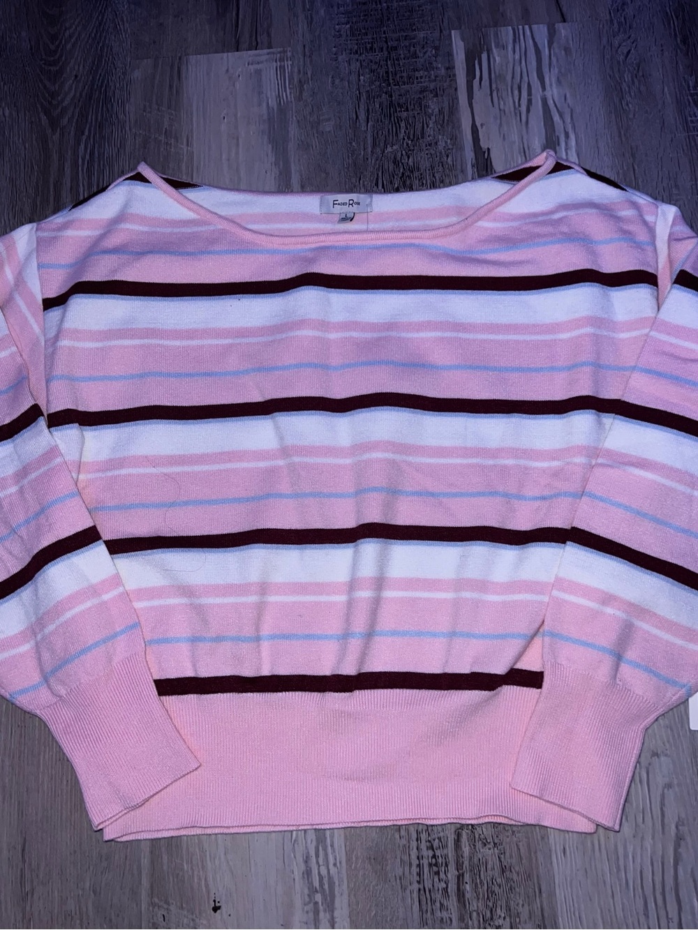 Pink Striped Off the Shoulder Sweater